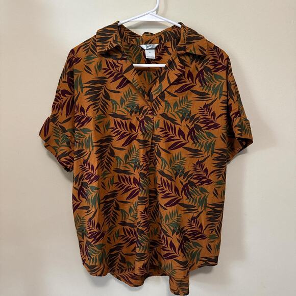 Earthy leaf print organic cotton - Picture 1 of 3